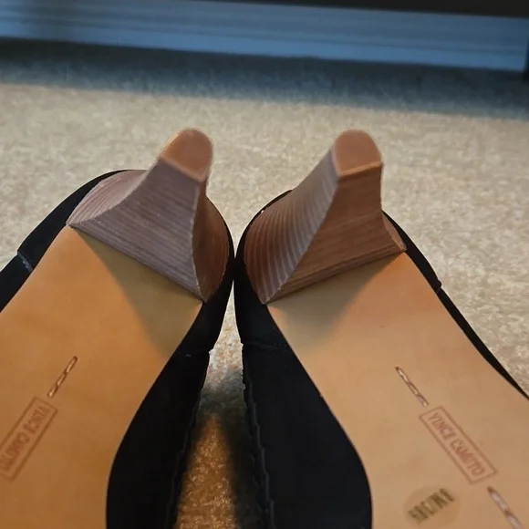 NWOT Vince Camuto Black Suede Peep-Toe Heels - Picture 5 of 10